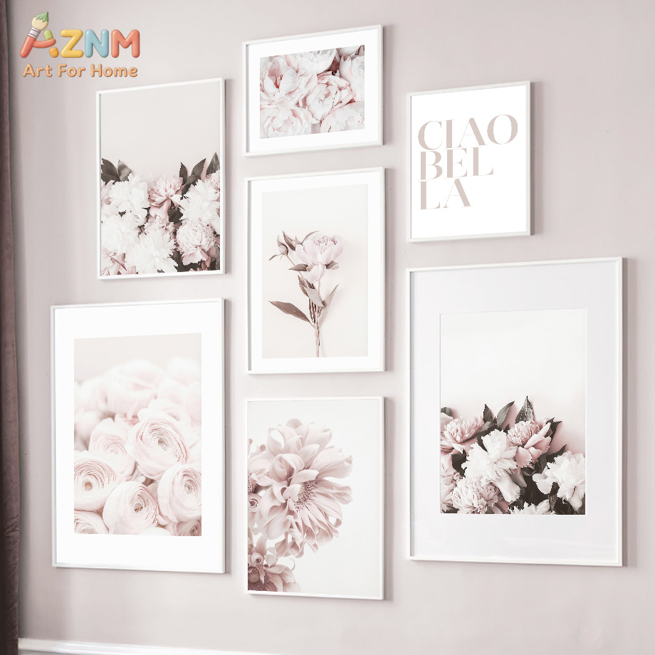 Photography Poster - AZNM 소프트 핑크 모란 장미 캔버스