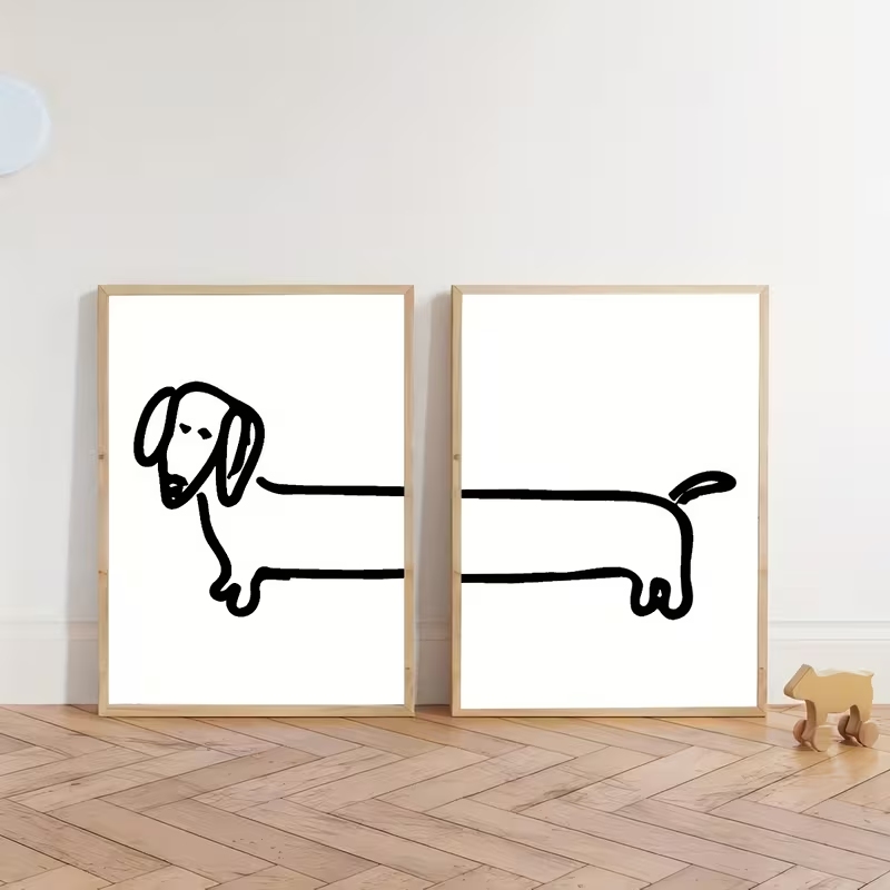 2PCS 현대 닥스훈트 재미 있은 개 벽 아트 인쇄 캔 - Photography Style 리뷰 및 가격