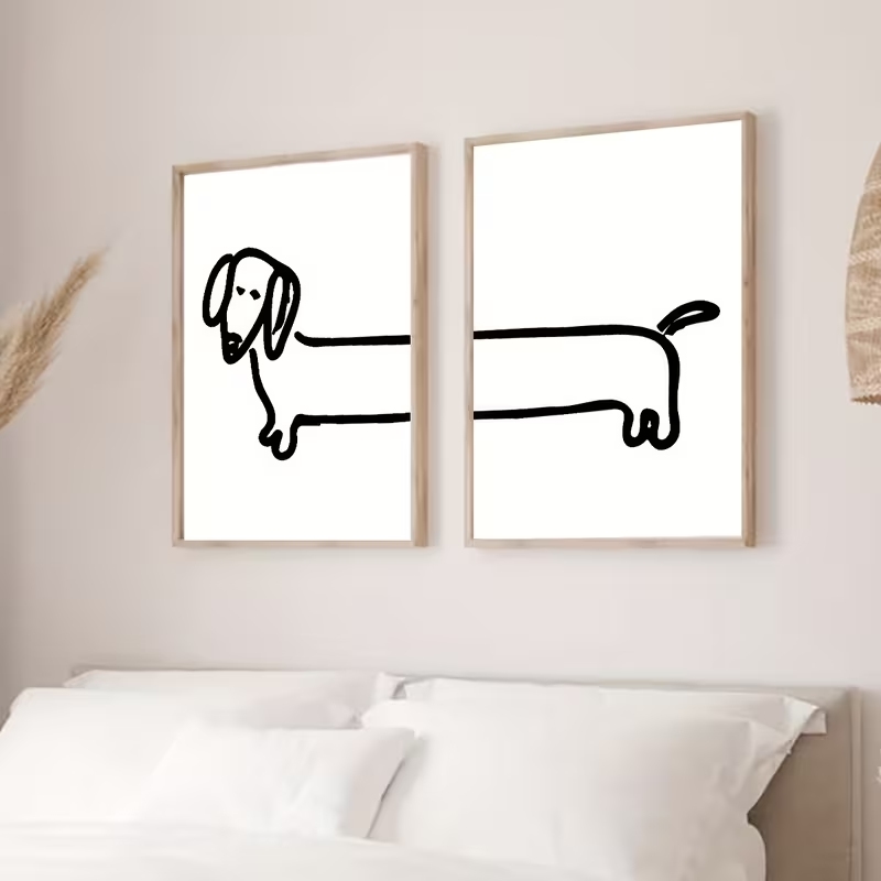 2PCS 현대 닥스훈트 재미 있은 개 벽 아트 인쇄 캔 - Photography Style 리뷰 및 가격